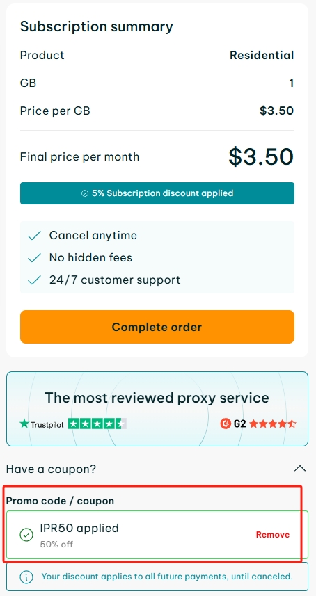IPRoyal 50% Residenetial Proxies Coupon